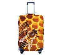 FHEBNDS Bee On Housse de bagage en nid d'abeille lavable approuvée par la TSA en élasthanne élastique Protection anti-rayures pour bagages de voyage Convient aux bagages de 45,7 à 81,3 cm, Noir , M