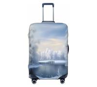 FHEBNDS Belle housse de bagage d'hiver lavable approuvée par la TSA élastique Spandex protection valise protecteur anti-rayures housse de bagage de voyage housse pour bagages de 45,7 à 81,3 cm, Noir