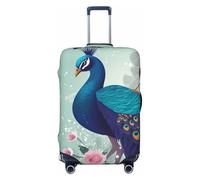 FHEBNDS Belle housse de bagage motif paon et floral lavable approuvée par la TSA en élasthanne élastique protecteur anti-rayures pour bagages de voyage pour bagages de 45,7 à 81,3 cm, Noir , XL