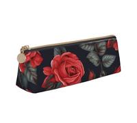 FHEBNDS Belle trousse de maquillage en cuir avec fermeture éclair pour homme et femme - Grande trousse à crayons - Esthétique - Trousse à crayons - Trousse de maquillage en cuir avec fermeture éclair