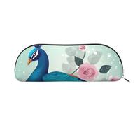 FHEBNDS Belle trousse de maquillage motif paon et floral pour homme et femme - Grande trousse à crayons esthétique, pochette à crayons, porte-monnaie, trousse de maquillage en cuir avec fermeture