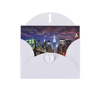 FHEBNDS Carte de vœux New York Night avec enveloppes, pour toutes les occasions, 10,2 x 15,2 cm, carte d'anniversaire pliable pour remise de diplôme, mariage, anniversaire de mariage