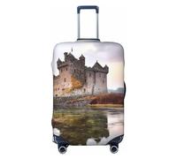 FHEBNDS Castle Near Lake Stones Housse de bagage lavable approuvée par la TSA en élasthanne élastique anti-rayures pour bagages de voyage de 45,7 à 81,3 cm, Noir , L