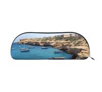 FHEBNDS Coastal of Malta Trousse de maquillage pour homme et femme - Grande trousse à crayons esthétique - Pochette à monnaie en cuir avec fermeture éclair - Organiseur de bureau - Essentiels de