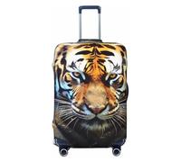 FHEBNDS Cool Tiger Housse de bagage lavable approuvée par la TSA élastique Spandex Protection anti-rayures pour bagages de voyage Convient aux bagages de 45,7 à 81,3 cm, Noir , L