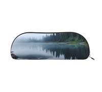 FHEBNDS Foggy Lake by Mount Rainier Trousse de maquillage pour homme et femme - Grande trousse à crayons esthétique, pochette à crayons, porte-monnaie, trousse de maquillage en cuir avec fermeture