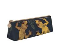 FHEBNDS Gecko Trousse de maquillage en cuir avec fermeture éclair Motif lézards Pour homme et femme Grande trousse à crayons Esthétique Trousse à crayons Pochette à monnaie Trousse de maquillage en