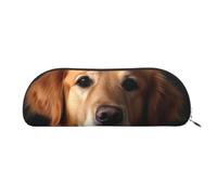 FHEBNDS Golden retriever - Grande trousse de maquillage en cuir avec fermeture éclair pour homme et femme - Trousse à crayons esthétique - Trousse de maquillage en cuir avec fermeture éclair