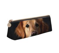 FHEBNDS Golden retriever - Grande trousse de maquillage en cuir avec fermeture éclair pour homme et femme - Trousse à crayons esthétique - Trousse de maquillage en cuir avec fermeture éclair