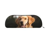 FHEBNDS Golden Retriever Trousse de maquillage en cuir avec fermeture éclair pour homme et femme - Grande trousse à crayons - Trousse à crayons - Trousse de maquillage en cuir avec fermeture éclair
