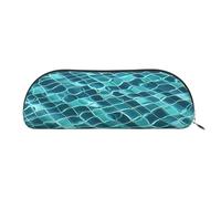 FHEBNDS Grande trousse de maquillage à l'eau de piscine pour femmes et hommes - Grande trousse à crayons esthétique, pochette pour pièces de monnaie, trousse de maquillage en cuir avec fermeture