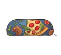 FHEBNDS Grande trousse de maquillage à pizza pour homme et femme - Trousse à crayons esthétique - Pochette à pièces de monnaie - Trousse de maquillage en cuir avec fermeture éclair - Organiseur de
