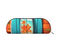 FHEBNDS Grande trousse de maquillage en bois avec motif planche de surf pour homme et femme - Trousse à crayons esthétique, pochette à monnaie, trousse à cosmétiques en cuir avec fermeture éclair