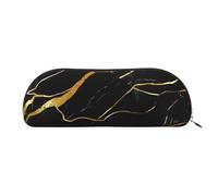 FHEBNDS Grande trousse de maquillage en cuir à texture marbre noir et doré pour homme et femme - Trousse à crayons esthétique, pochette à monnaie, trousse de maquillage en cuir avec fermeture éclair