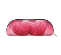 FHEBNDS Grande trousse de maquillage en cuir avec fermeture éclair en forme de cœur rose à paillettes pour homme et femme, grande trousse à crayons esthétique, trousse à crayons, trousse de maquillage