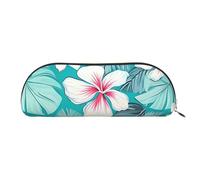 FHEBNDS Grande trousse de maquillage en cuir avec fermeture éclair et motif fleurs d'hibiscus tropicaux pour homme et femme, trousse à crayons, trousse à crayons, trousse de maquillage en cuir avec