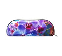 FHEBNDS Grande trousse de maquillage en cuir avec fermeture éclair et motif orchidées colorées pour hommes et femmes, trousse à crayons, trousse à crayons, porte-monnaie, trousse de maquillage en cuir