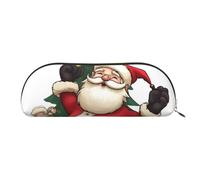 FHEBNDS Grande trousse de maquillage en cuir avec fermeture éclair « Merry Christmas » pour homme et femme, trousse à crayons, trousse de maquillage en cuir avec fermeture éclair, organiseur de bureau