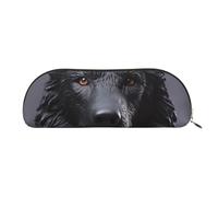 FHEBNDS Grande trousse de maquillage en cuir avec fermeture éclair - Motif berger allemand noir - Pour homme et femme, doré, One Size