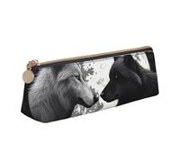 FHEBNDS Grande trousse de maquillage en cuir avec fermeture éclair - Motif loups Love Under The Moon - Pour homme et femme - Pour le bureau et les voyages
