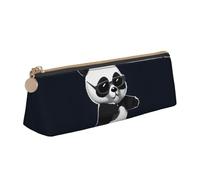 FHEBNDS Grande trousse de maquillage en cuir avec fermeture éclair - Motif panda cool - Pour homme et femme - Trousse à crayons - Trousse de maquillage en cuir avec fermeture éclair - Organiseur de
