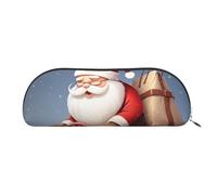 FHEBNDS Grande trousse de maquillage en cuir avec fermeture éclair - Motif Père Noël sur scooter - Pour homme et femme - Grand étui à crayons - Esthétique - Trousse de maquillage en cuir avec