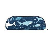 FHEBNDS Grande trousse de maquillage en cuir avec fermeture éclair - Motif requins - Pour homme et femme, Argenté, One Size