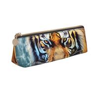 FHEBNDS Grande trousse de maquillage en cuir avec fermeture éclair - Motif tigre cool - Pour homme et femme