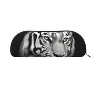 FHEBNDS Grande trousse de maquillage en cuir avec fermeture éclair motif tigre noir et blanc pour homme et femme, trousse à crayons esthétique, trousse à crayons, porte-monnaie, trousse de maquillage
