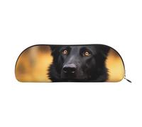 FHEBNDS Grande trousse de maquillage en cuir avec fermeture éclair pour homme et femme - Motif berger allemand noir, doré, Taille unique