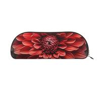 FHEBNDS Grande trousse de maquillage en cuir avec fermeture éclair pour homme et femme - Motif dahlia rouge et fleur, doré, Taille unique