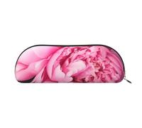 FHEBNDS Grande trousse de maquillage en cuir avec fermeture éclair pour homme et femme - Motif pivoine rose, doré, Taille unique