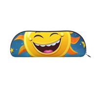 FHEBNDS Grande trousse de maquillage en cuir avec fermeture éclair pour homme et femme - Motif soleil de dessin animé, Argenté, One Size