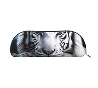 FHEBNDS Grande trousse de maquillage en cuir avec fermeture éclair pour homme et femme - Motif tigre blanc, Argenté., Taille unique