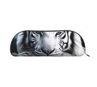 FHEBNDS Grande trousse de maquillage en cuir avec fermeture éclair pour homme et femme - Motif tigre blanc, doré, Taille unique