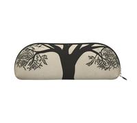 FHEBNDS Grande trousse de maquillage en cuir avec motif arbre de vie avec drapeau palestinien pour homme et femme, grande trousse à crayons, pochette à monnaie, trousse de maquillage en cuir avec