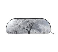 FHEBNDS Grande trousse de maquillage en cuir avec motif d'arbre de neige blanche pour homme et femme, trousse à crayons, porte-monnaie, trousse de maquillage en cuir avec fermeture éclair, organiseur