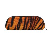 FHEBNDS Grande trousse de maquillage en cuir avec motif tigre rayé pour homme et femme - Trousse à crayons esthétique - Pochette à pièces de monnaie - Trousse de maquillage en cuir avec fermeture