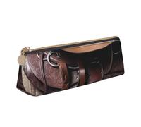 FHEBNDS Grande trousse de maquillage en cuir avec selle de cheval avec chapeau de cowboy pour homme et femme - Grande trousse à crayons esthétique, pochette à crayons, porte-monnaie, trousse de