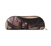 FHEBNDS Grande trousse de maquillage en cuir avec selle de cheval avec chapeau de cowboy pour homme et femme - Grande trousse à crayons esthétique, pochette à crayons, porte-monnaie, trousse de