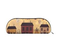 FHEBNDS Grande trousse de maquillage en cuir beige marron avec fermeture éclair pour homme et femme, grande trousse à crayons, trousse à crayons, porte-monnaie, trousse de maquillage en cuir avec