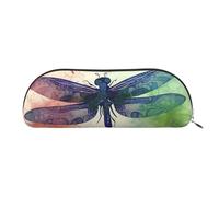 FHEBNDS Grande trousse de maquillage moderne en cuir avec motif libellule pour homme et femme - Trousse à crayons esthétique, pochette à monnaie, trousse de maquillage en cuir avec fermeture éclair