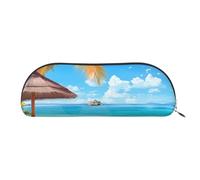 FHEBNDS Grande trousse de maquillage pour l'été, la plage, les vacances pour hommes et femmes, grande trousse à crayons esthétique, pochette à monnaie, trousse de maquillage en cuir avec fermeture