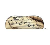 FHEBNDS Grande trousse de maquillage pour partitions de musique pour femmes et hommes, grande trousse à crayons esthétique, pochette à monnaie, trousse de maquillage en cuir avec fermeture éclair