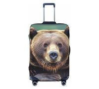 FHEBNDS Grizzly Bear Housse de valise lavable approuvée par la TSA en élasthanne élastique anti-rayures pour bagages de voyage de 45,7 à 81,3 cm, Noir , S