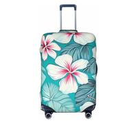FHEBNDS Housse de bagage à motif fleurs d'hibiscus tropical, lavable, approuvée par la TSA, élastique, en élasthanne, protection anti-rayures, housse de bagage de voyage pour bagages de 45,7 à 81,3 cm