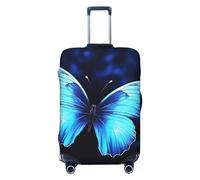 FHEBNDS Housse de bagage à motif papillon bleu lavable, approuvée par la TSA en élasthanne, protection anti-rayures, housse de bagage de voyage pour bagages de 45,7 à 81,3 cm, Noir , L