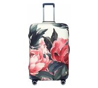 FHEBNDS Housse de bagage à ressort motif pivoines - Lavable - Approuvé par la TSA - Élastique - En élasthanne - Anti-rayures - Convient aux bagages de 45,7 à 81,3 cm, Noir , M