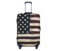 FHEBNDS Housse de bagage avec drapeau américain lavable - Approuvé par la TSA - Élastique - Protection anti-rayures - Pour bagages de voyage de 45,7 à 81,3 cm, Noir , S