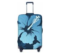 FHEBNDS Housse de bagage bleu hibiscus lavable approuvée par la TSA en élasthanne élastique anti-rayures pour bagages de voyage de 45,7 à 81,3 cm, Noir , XL